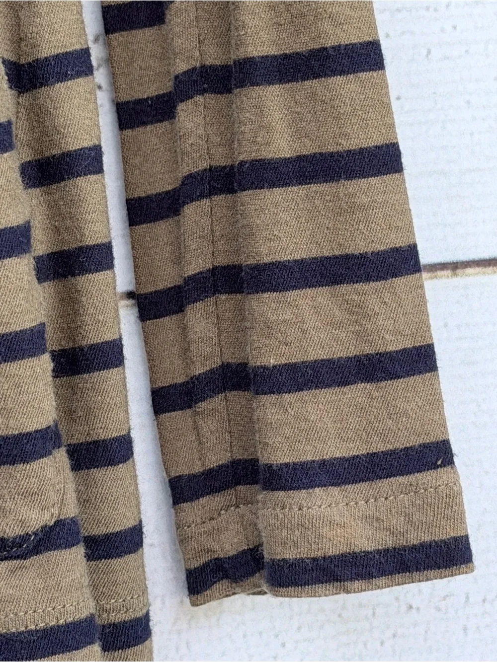 J.Crew Olive Green & Navy Striped Open Front Cotton Cardigan with Pockets- Small